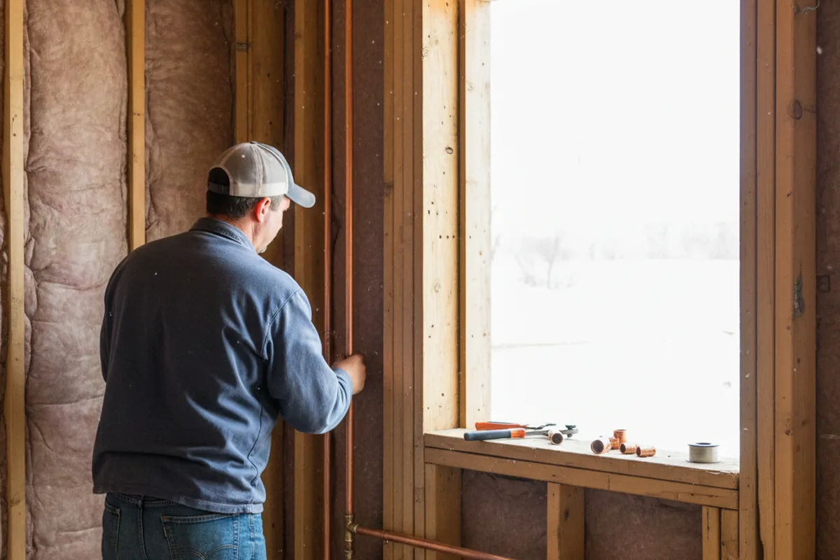 Licensed plumber running new copper supply lines in a Briceville home