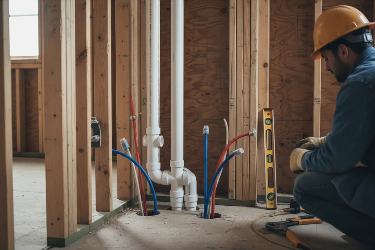 Drain and supply rough-in during Drain Cleaning in Briceville