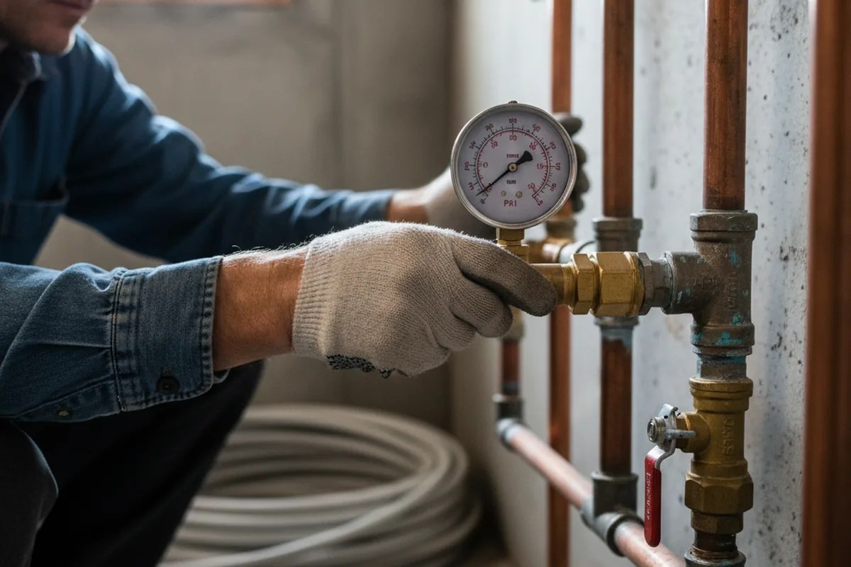 Pressure testing a repaired line during Water Line Repair in Briceville